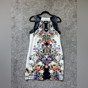 Womens Rhyme LA floral dress with pleather accents medium